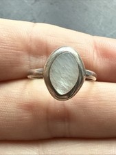 Ancienne Bague En Argent Massif 925 Jonc Alliance Anneaux Créateur nacre 