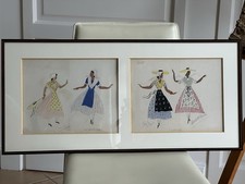 Yves BRAYER Études de costumes de Provençales Gouache et Aquarelle signature