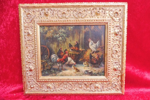 Tableau poules très - poules,, beau