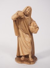 LEPI St Ulrich Gröden Bois Figurine Crèche Oriental Hirt Panier Poules 13cm