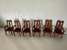 Mobilier Meuble Pour Maison De Poupée - Lot 6 Chaises En Bois