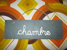 PLAQUE PANNEAU DE PORTE "CHAMBRE" en ARDOISE Déco Intérieur Maison Appartement