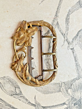 Ancienne Boucle de Ceinture Art Nouveau Décor de fleurs Métal doré Jugendstil