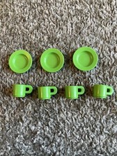 playmobil lot vaisselle assiettes tasses vertes camping car maison école