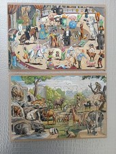 Lot de 2 puzzles anciens avec pour thèmes le cirque et le zoo