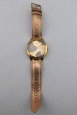 GUESS Rose Gold Silver Glittery Hearts Leather Strap Watch New