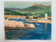 Aquarelle sur papier Ile du Levant 1960 le phare G6916
