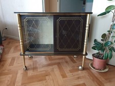 Meuble, mini-bar / desserte sur roulettes en formica vintage. Années 70.