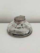 Vintage Très Beau Encrier Verre Métal Ecole Ecriture Art Déco Ancien Collection