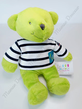 Peluche/Doudou Ours Vert Rayé Blanc Route Du Rhum 25cm  -  Armor Lux Moulin Roty