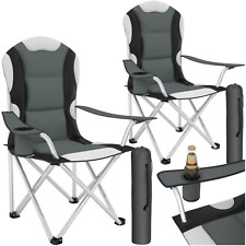 Lot de 2 Chaises Camping Pliantes Rembourrées avec Porte-Boisson