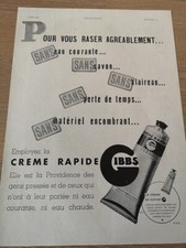 Publicité Presse 1940 GIBBS crème à raser sans blaireau - rasage masculin - 3084