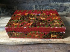 boite ancienne en papier mâché laqué peint-asie-asiatique-chine-inde-perse-tibet