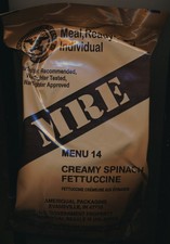 PORT OFFERT Rare Ration combat USA MRE  MENU 14 FETTUCCINE EPINARDS Emb. 2024