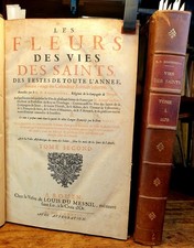 LIVRE ANCIEN 1678, 2  IN-FOLIO ILLUSTRÉS, VIES DES SAINTS, DE RIBADENEIRA, ROUEN