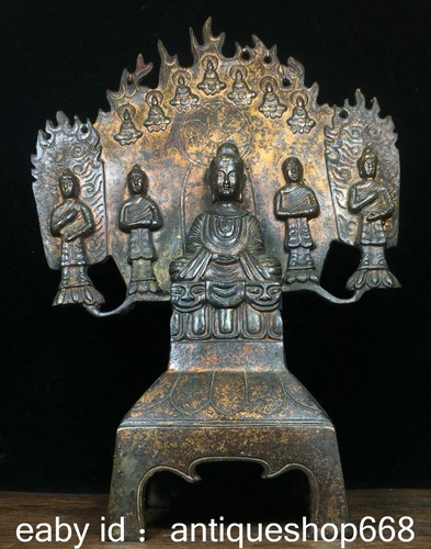 Vieille statue de bouddha - 9,8",