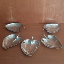 5 Coupelles En Inox Forme Feuille Avec Anse, Vide Poche Décoratif 