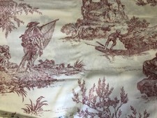 Tissus ameublement Toile jouy Rouge 100% Coton au Metre Grande Largeur de 280
