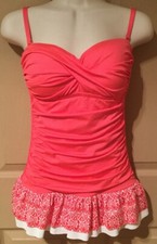 24 & OCEAN WOMENS MATERNITY HALTER BATHING SUIT SWIMSUIT SWIMWEAR SMALL CORAL