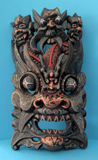 Grand masque bois démon, art populaire chinois, sculpté et peint à la main,chine