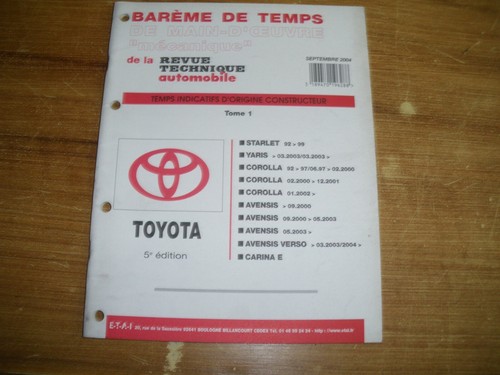 Bareme temps toyota starlet - bareme,