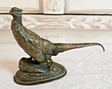 XIX SIECLE SCULPTURE ANIMALIERE FAISAN EN BRONZE SIGNÉE CAIN A RESTAURER L 13 CM