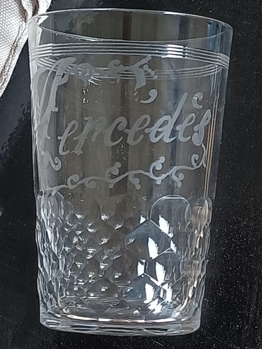 Verre ancien cristal gravé - verre,