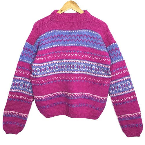 Pull graphique rose fait main - graphique,