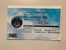 TICKET MATCH GALA FOOTBALL PARIS PSG - JUVENTUS TURIN 24 JUILLET 2004