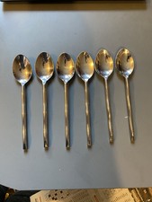 lot 6 grandes cuillères soupe inox vintage design manche ondulé Franor table