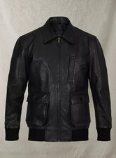 Blouson cuir bomber noir homme pure peau d'agneau taille S M L XL XXL 3XL...