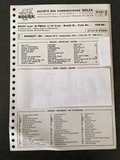 Fiche Technique 1971 PEUGEOT