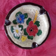 CENDRIER FAIENCE SIGNÉ J