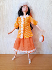 Ensemble jupe orange et blanc pour poupée Barbie + accessoires