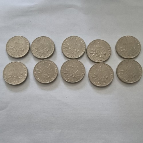 Lot pièces 1 franc - 10, de