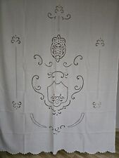 Store En Pur Lin Badgley avec Broderie Entaille A Main 210x300cm Blanc