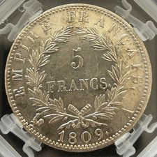 5 Francs Napoléon Empereur 1809, Paris, SUP+
