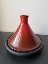 Cocotte Tajine En Céramique Rouge Et Noir - LE CREUSET France - 23cm - TBE