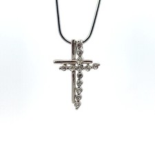 Pendentif Double Croix En Argent Sterling Créé En Laboratoire CZ