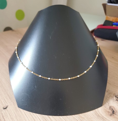 Collier perles résine - , blanc