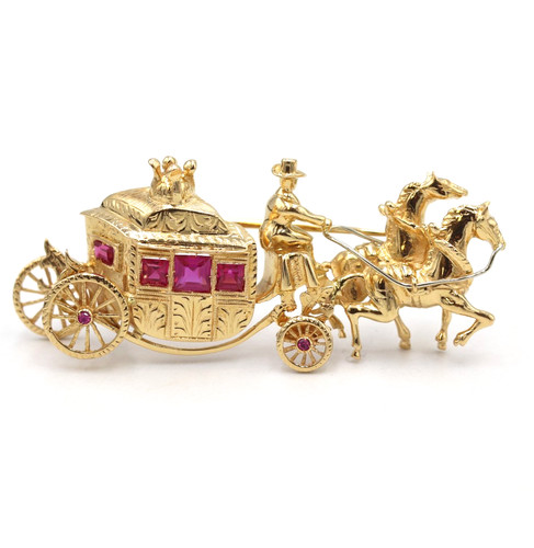 Broche forme carrosse or - forme, de
