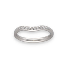 Demi alliance Tiffany & Co Olga Peretti en platine avec diamants brillants. T49