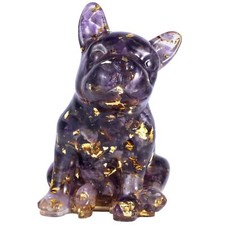 Statue de Bouledogue Français en Cristal 76 cm Sculpture de Chiot en Pierre d...