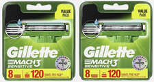 Pack XL 16 Lames GILLETTE MACH3 SENSITIVE Lot Recharge de Rasoir Mach 3 ORIGINAL