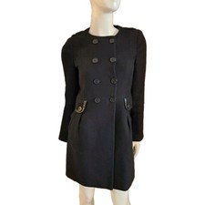 Manteau COMPTOIR des COTONNIERS noir t34 style officier Coton Laine TTBE
