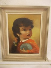 Tableau fillette signé Moravy