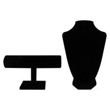 Belle Vous Presentoir Collier Buste en Velours Noir et Porte Bracelet en T (2