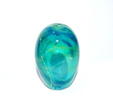 MURANO Presse-papier sulfure Œuf de collection en verre bleu marbré NASON?