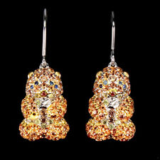 Boucles D'Oreilles En Argent Sterling 925 Saphir Rond Pierre Précieuse Naturelle