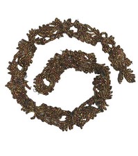 Galon Ancien Tissu brun rebrodé de Sequins Dorés pour Robe de Soirée